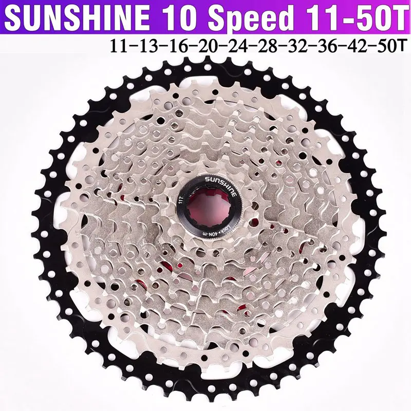 SUNSHINE-SZ 10 скоростей кассета 11-50T горный велосипед широкий коэффициент MTB велосипед 10 S свободного хода совместимый с M6000 M7000 M610 широкий - Цвет: SUNSHINE 10S 11-50T