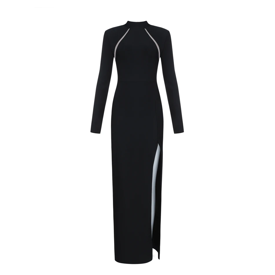 CIEMIILI 2019 New Spring Fashion Sexy Women Dress Back Zipper Floor-Length Bodycon Full Sleeves Turtleneck Party Dresses | Женская