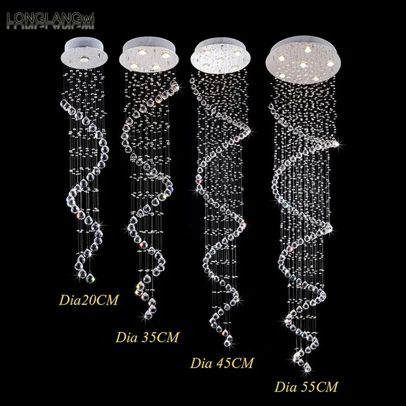 Современные светодиодные хрустальные люстры лампы K9 спиральная лестница