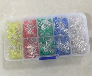 Набор светодиодных диодов 5x100pcs = 500Pcs 3MM смешанные цвета красный зеленый желтый синий белый + коробка
