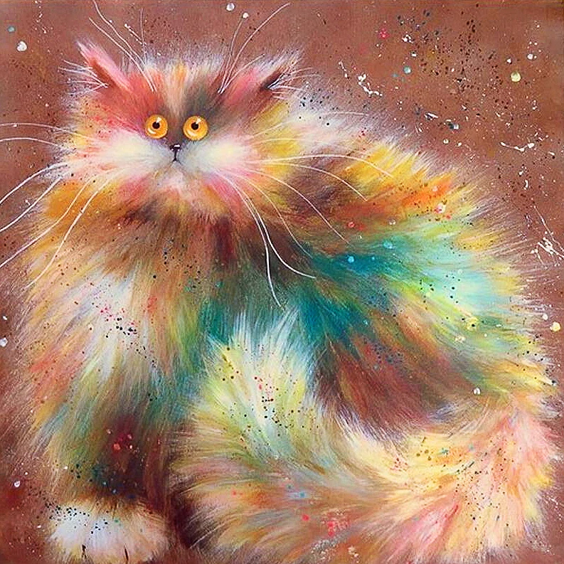 Cat 20x20 Алмазная живопись ZOOYA, животный пейзаж, мультфильм, алмазная вышивка, распродажа, полный набор икон, животные, квадратная дрель, для дома, BJ1958 - Цвет: Cat 20x20