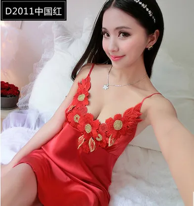 

red solid color spaghetti strap Nightdress Summer Style Indoor Clothing Women Nightgowns Home Clothing Sleep AW7419