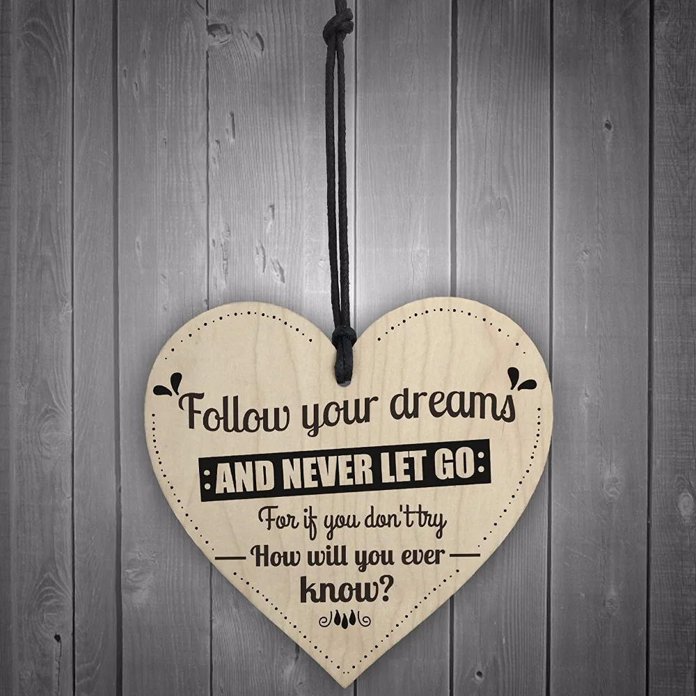 Meijiafei надписью Follow Your Dreams вдохновляющие мотивирующие деревянный подвесной знак в