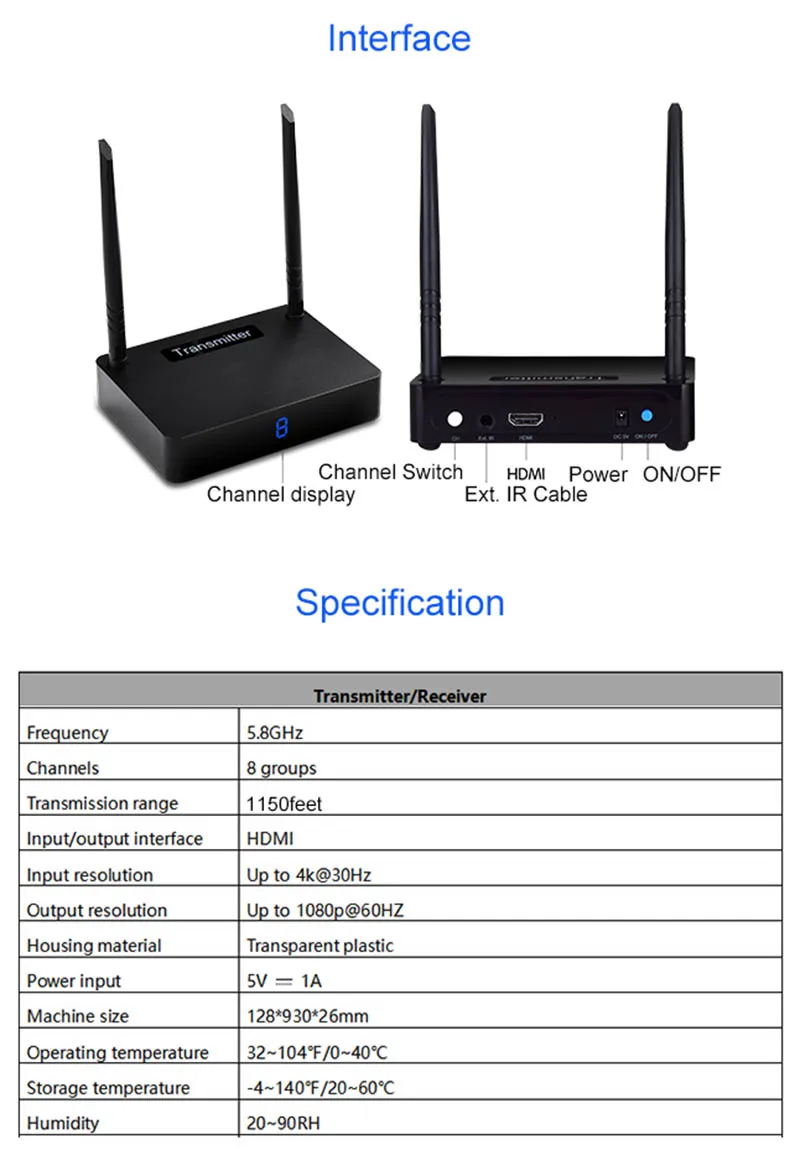 LEORY HD-585 5,8G 350M HDMI беспроводной аудио видео ТВ 1080P 60fps HD передатчик приемник адаптер для ПК ТВ коробка DVD проект
