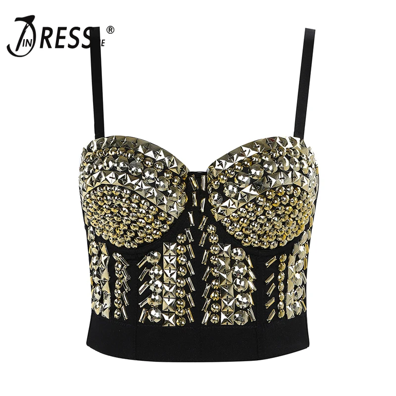 

INDRESSME, новинка 2019, сексуальный бюстгальтер, укороченный топ, украшенный кружевом, бисероплетение, тонкие бретельки, хит лета, женские сексуа...