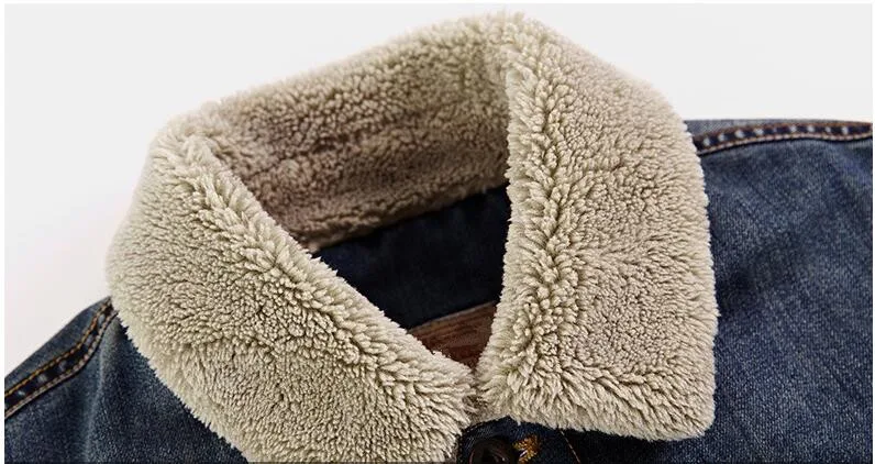 Мужские зимние джинсовые куртки и пальто из флиса модные повседневные плотные