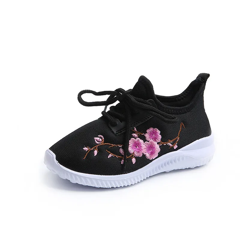 Spring Autumn Kids Girls Shoes New 2021 Embroidery Lace-up Sports Casual Children Sneakers White/Black/Red CSH449 | Детская одежда и