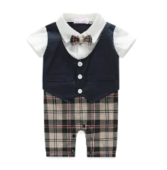 Смокинг детская одежда с коротким рукавом для маленьких мальчиков Летний