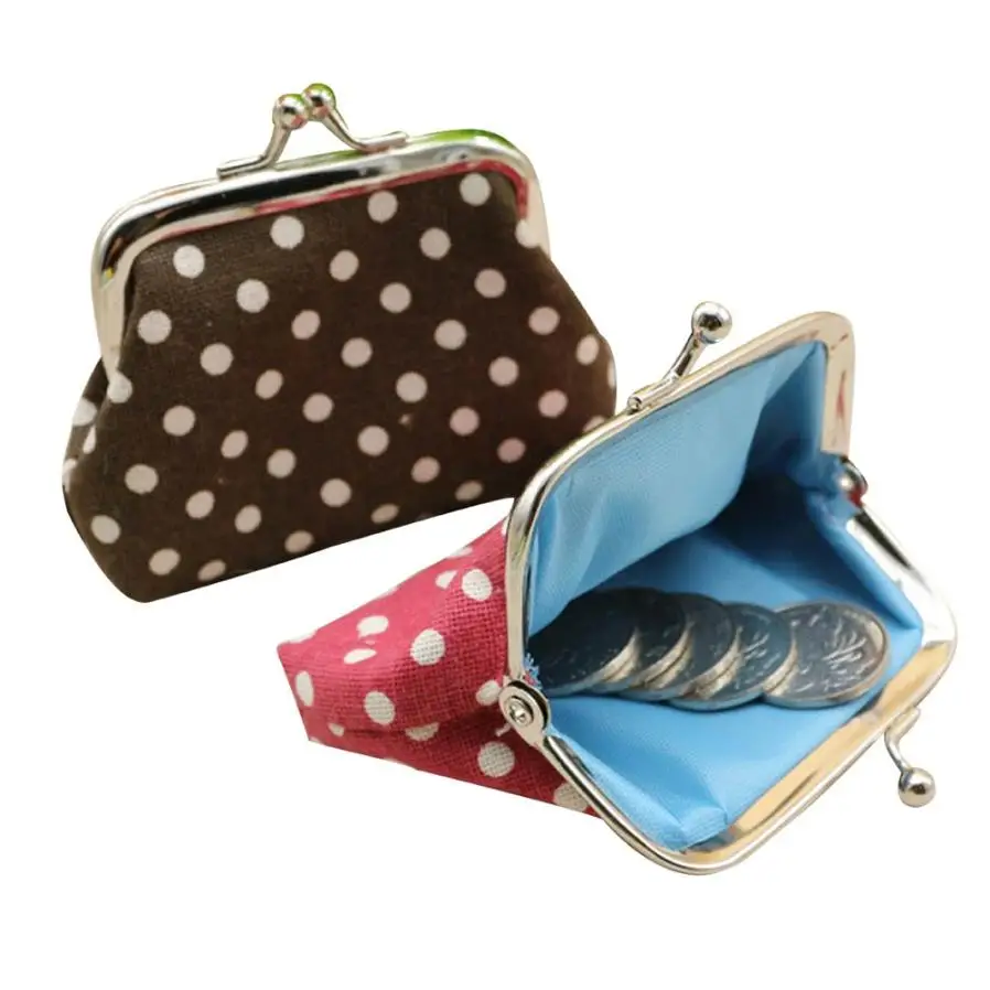 Женский кошелек для монет милый льняной на застежке в точку сумка-кошелек сумка