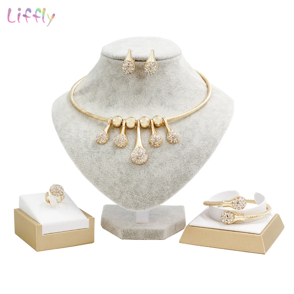 Liffly свадебный подарок Дубайская золото Цвет Ювелирные наборы нигерийские