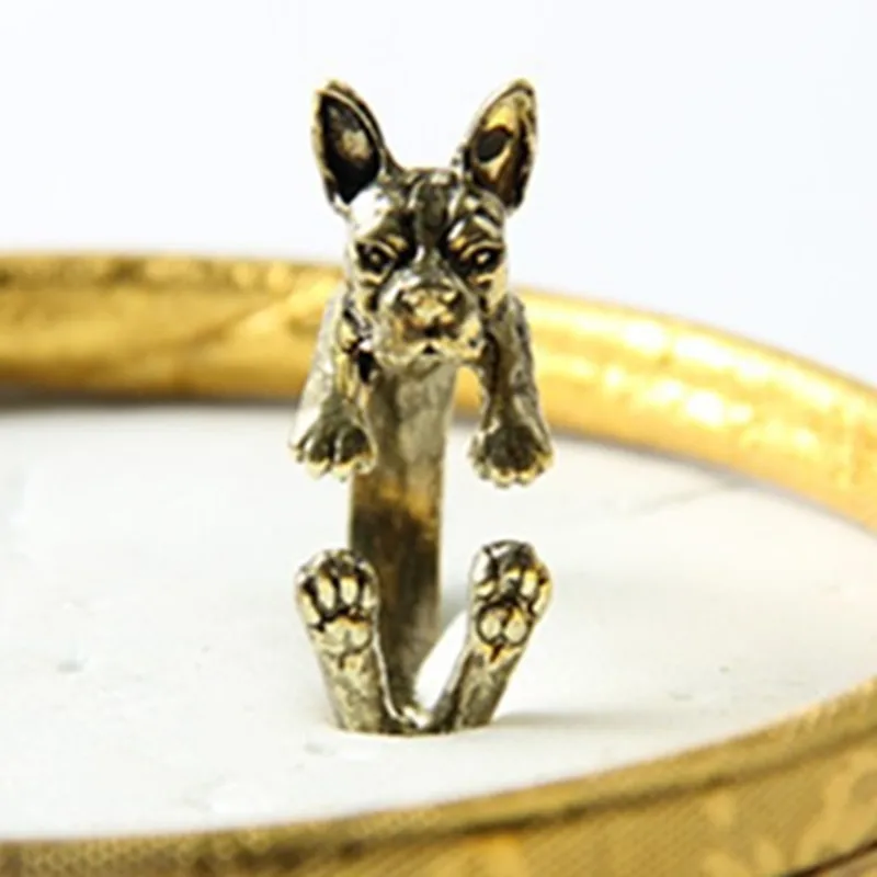 10 шт./лот Ретро панк Америка Бостон терьер кольцо свободного размера хиппи Булл