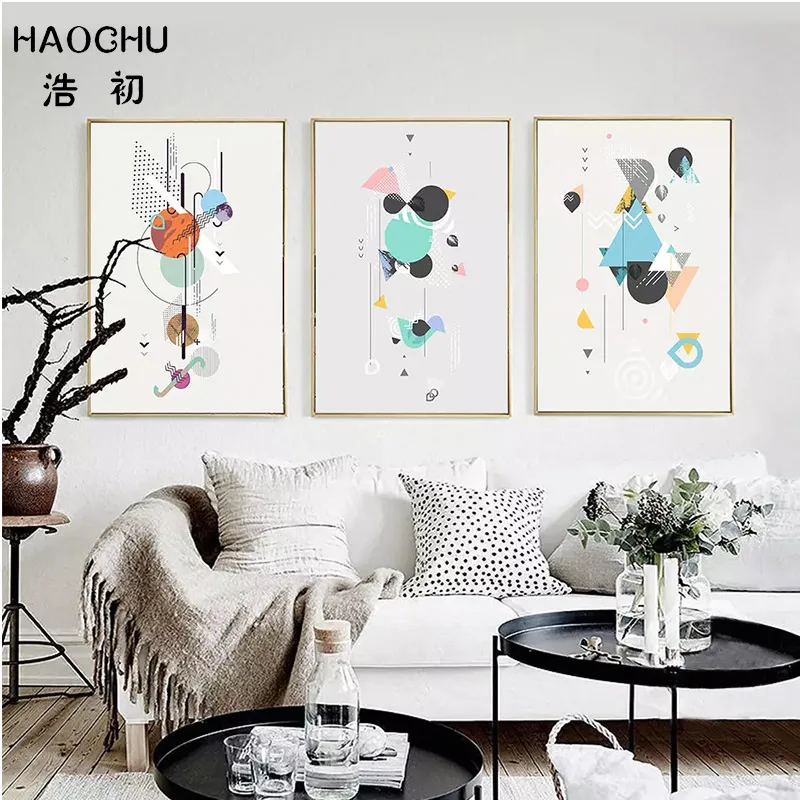 HAOCHU Европейская цветная ударная блочная Картина на холсте настенное украшение