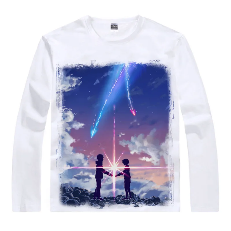 Аниме рубашка Coolprint с вашим именем Kimi No Na Wa футболки длинным рукавом Tachibana Taki Miyamizu