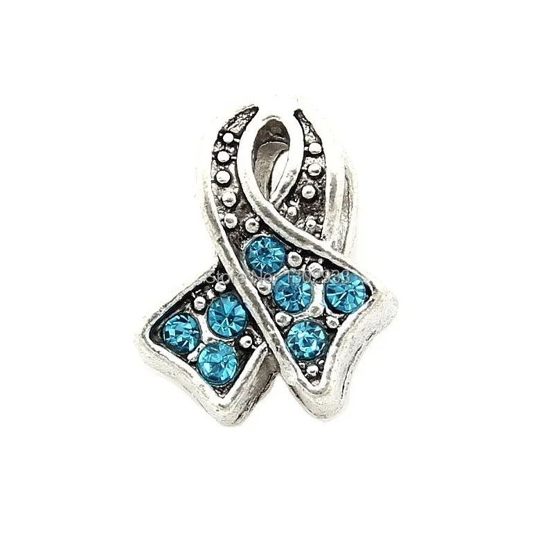 

5 шт. винтажная лента с большим отверстием серебряного цвета с бисером инкрустация синяя Стразы подходит для европейского очаровательного ...