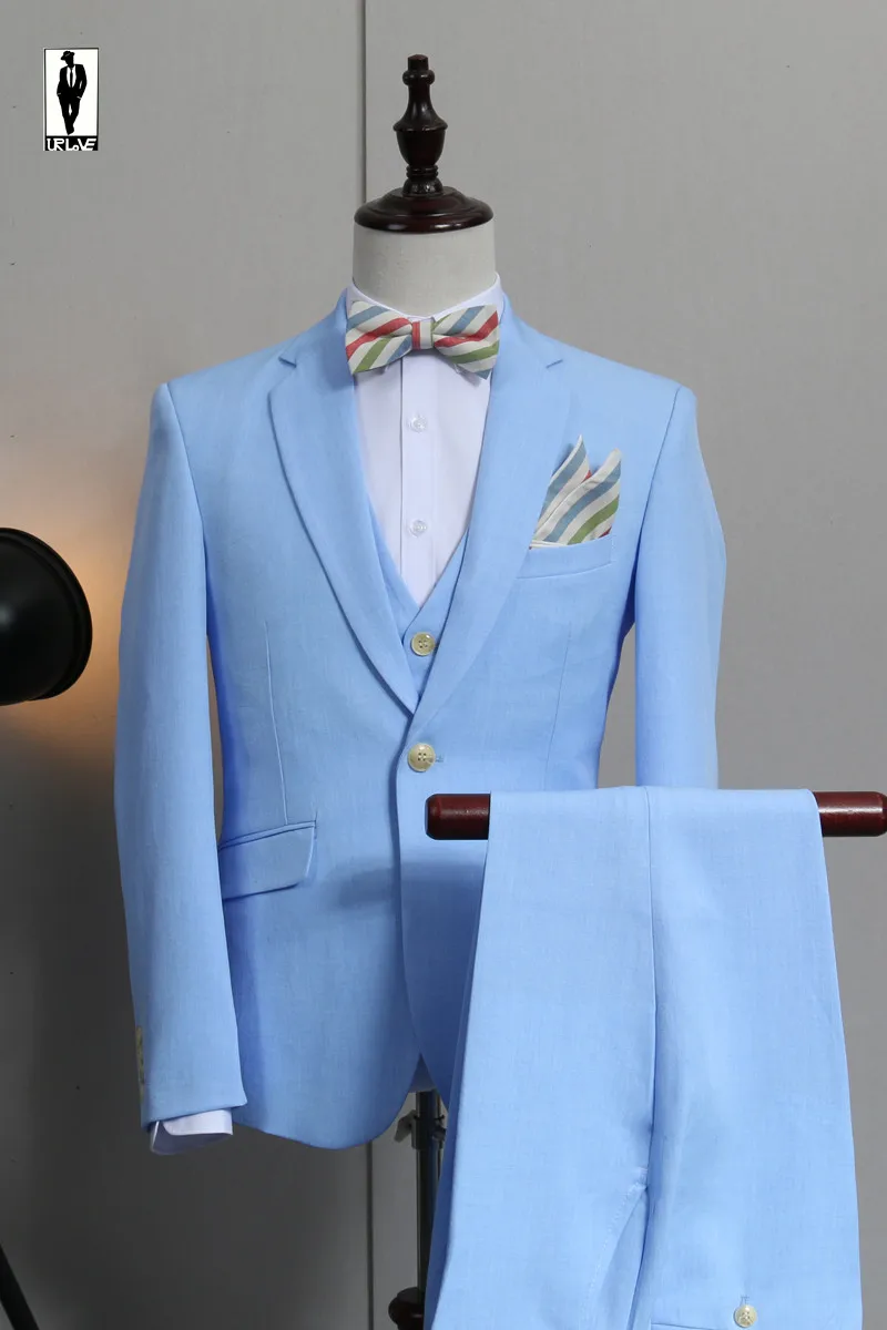 УР 157 Slim Fit Голубой Осень Anzug Ручной Плюс Размер костюм Homme Блейзер Смокинг