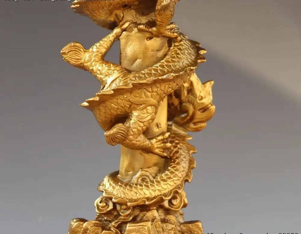 Чистая медь Китай медный фэншуй изгнание злых духов статуя меча дракона|Статуи и