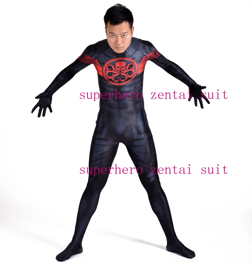Костюм для косплея Капитан Америка Гидра Hail Hydra Zentai 3D принт лайкра спандекс