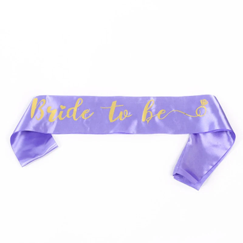 Purple Gold Атласная лента для невесты, пояс с бриллиантовым кольцом, девичник, лента для вечеринки, девичник, вечерние, свадебные, девичьи, черные с золотыми буквами - Цвет: Purple Gold