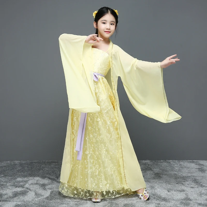

Traditional Ancient Chinese Costume for Children Tang Dynasty Hanfu Folk Dance Princess Clothing for Stage Party Cospaly Dress