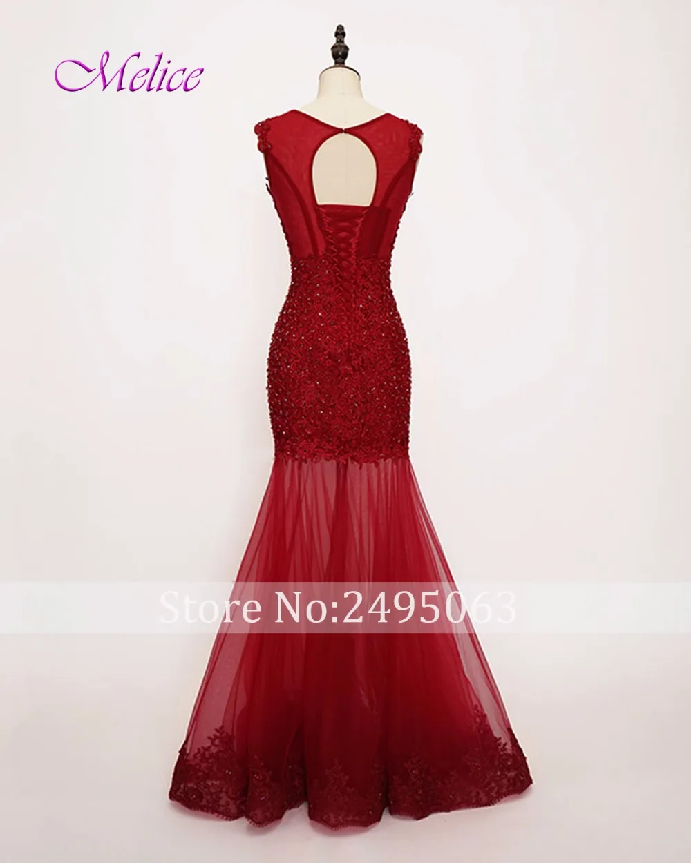Melice New Fashionable O-neck Lace Up Mermaid Prom Dresses 2018 Gorgeous Appliques Formal Party Gown Vestido de Festa Hot Sale | Свадьбы и