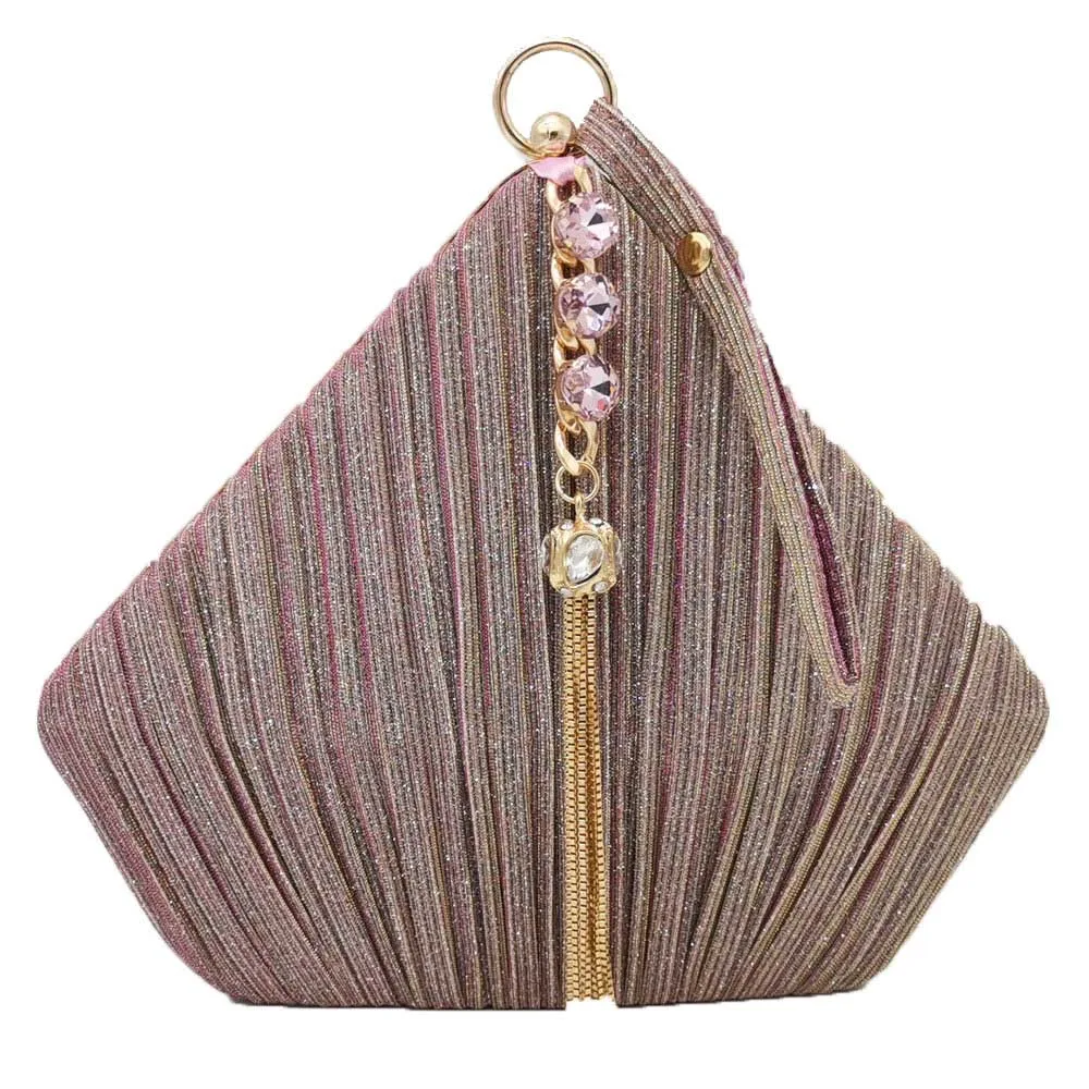 Boutique De FGG Пентагон женские Сатиновые вечерние сумки кристалл кисточкой клатч Сумки Свадебная вечеринка коктейль Minaudiere кошельки сумка