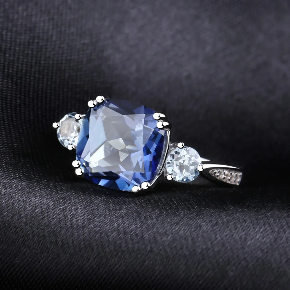 Gem's Ballet 5.22Ct натуральный иолит голубой мистик кварц Небесно Голубой топаз кольца твердые 925 пробы серебряные ювелирные изделия для женщин