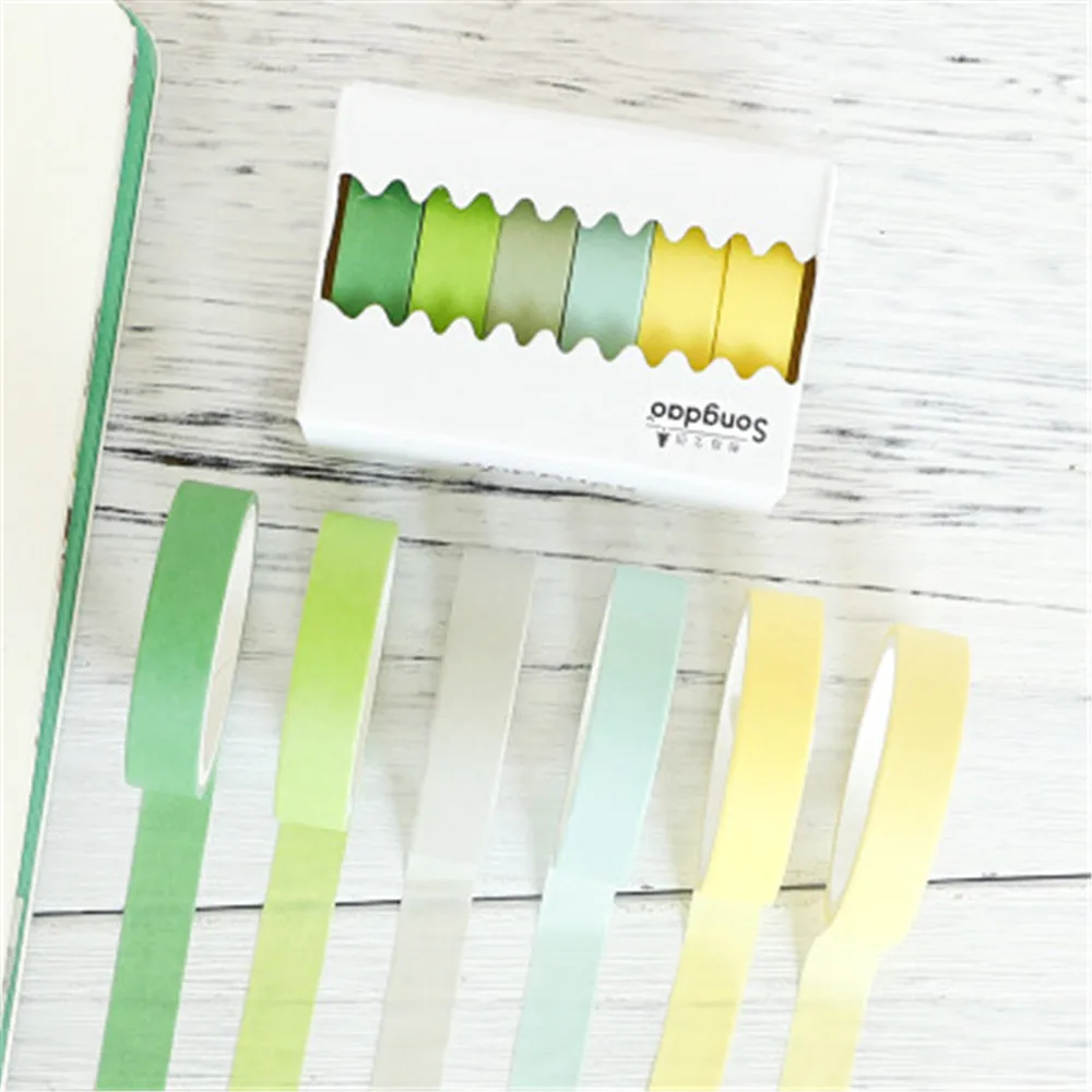 6 шт./лот декоративная бумага базовая однотонная васи лента Набор японских