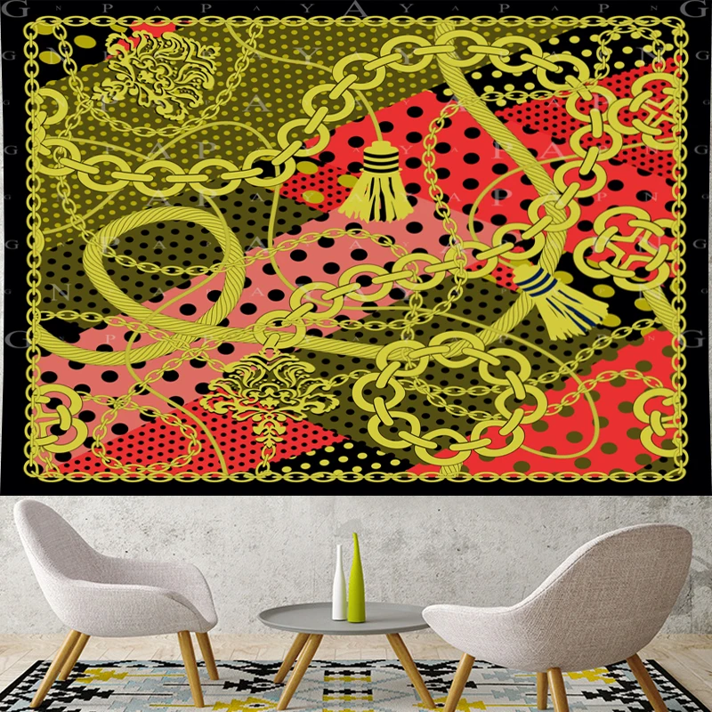 GN.PAPAYA Nordic Style Classical Pattern Tapestry Vintage Tapestries Retro chain Wall Hanging home decor | Дом и сад