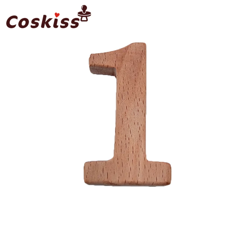 Mordedor digital de madera de haya para beb&eacute;, accesorios de enfermer&iacute;a, cuentas para morder, educaci&oacute;n preescolar, juguete con forma de letra, 10 piezas-3
