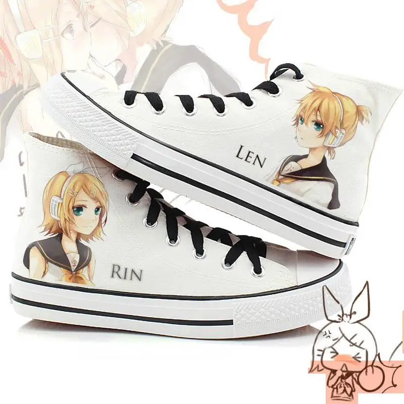 Высокое качество; парусиновая обувь унисекс; Kagamine Rin/Ren; обувь на резиновой подошве; парусиновая обувь для костюмированной вечеринки