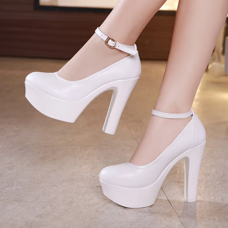 Большие размеры 33-43; элегантные свадебные туфли; цвет белый, серебристый; женские туфли-лодочки на платформе на высоком каблуке ; офисные туфли из спилка