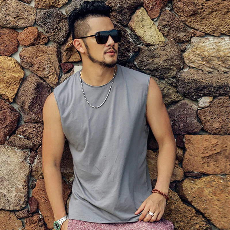 Майка мужская летняя для фитнеса жилет без рукавов хлопковая майка бодибилдинга