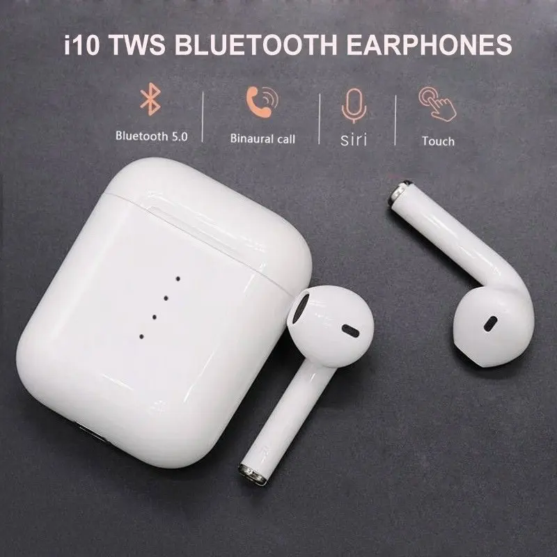 2019 Новый i10 наушники вкладыши TWS с V5.0 True Беспроводной стереонаушники Bluetooth
