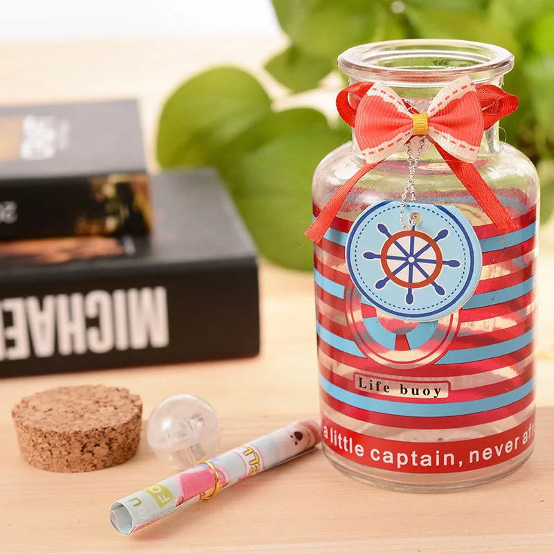 Красочные полосы Стекло желая бутылки Флаконы баночки с пробкой фиксаторы уход