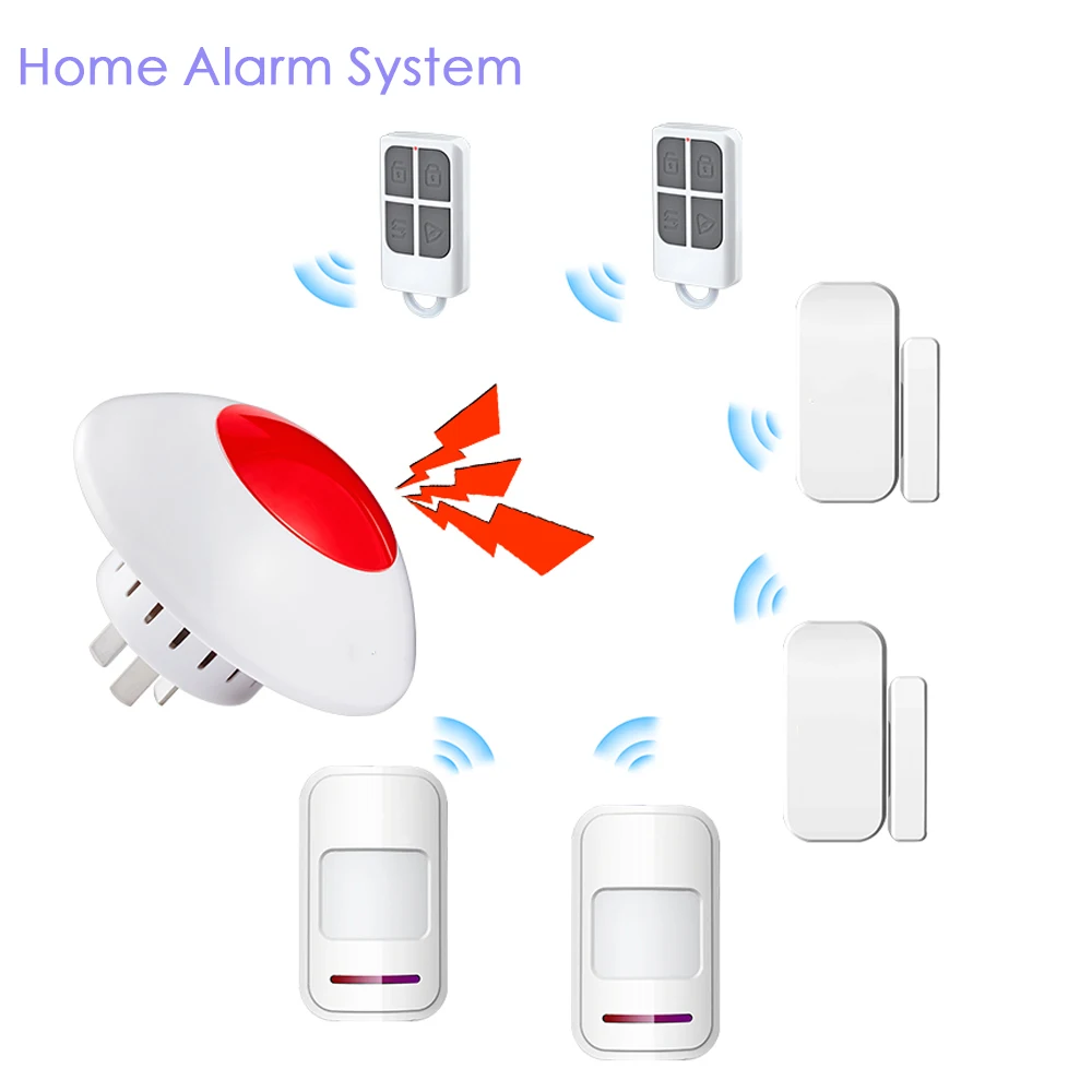 

110db Loud Indoor Siren Wireless Flashing Siren Alarm Horn Red Light Strobe Siren Home Business Burglar Security Alarm System