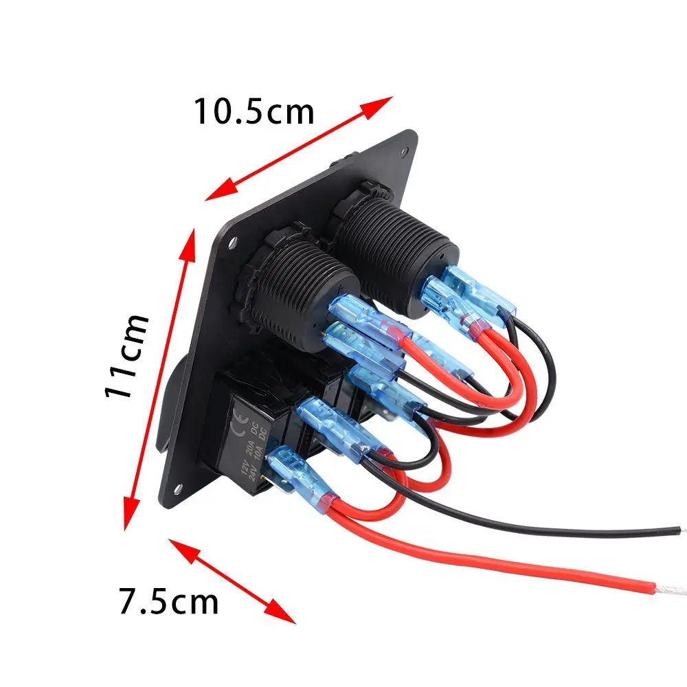 Прочный 3-контактный переключатель Панель Dual USB Зарядное устройство 12 В Цвет
