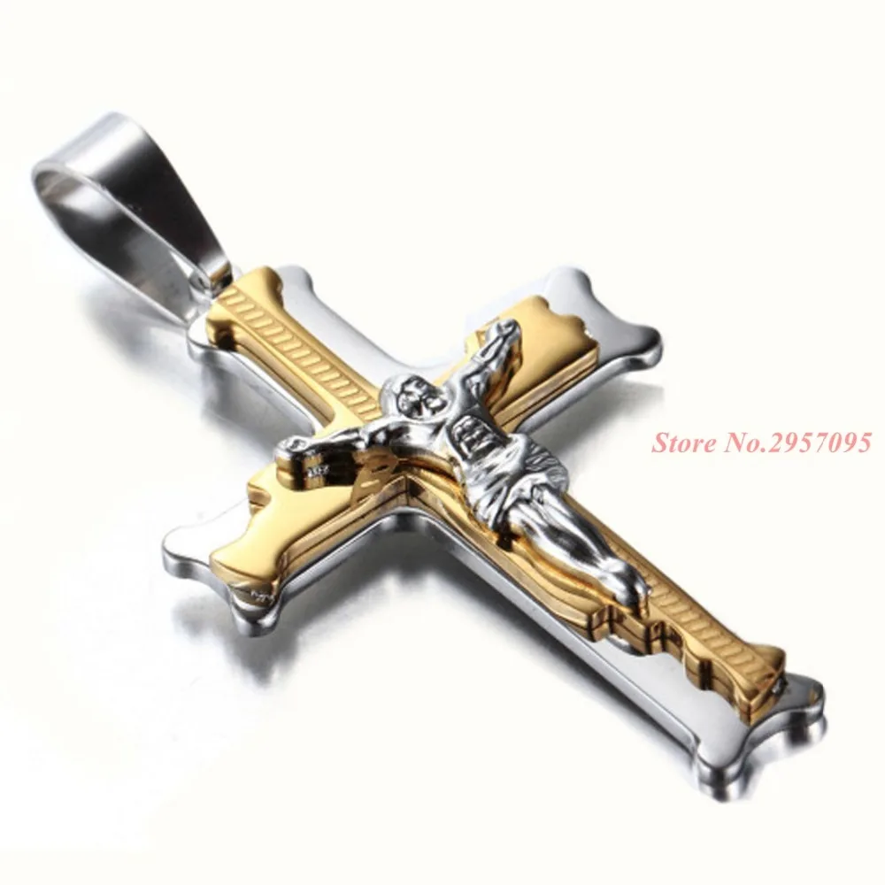 Цепочка с крестом для молитвы Иисуса мужчин ожерелье из нержавеющей стали