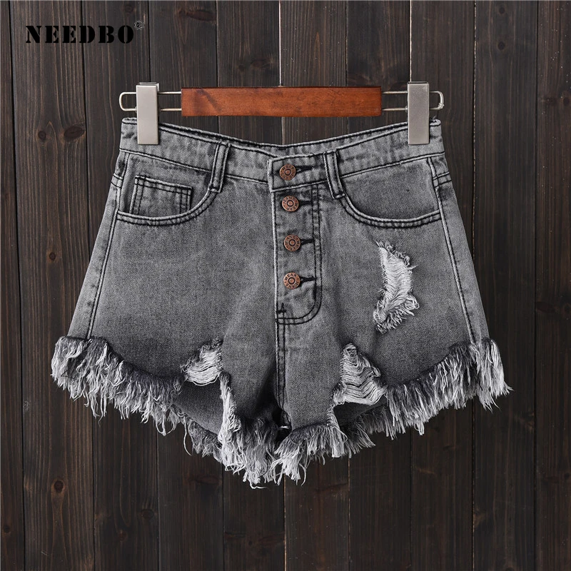 NEEDBO Shorts Jeans Summer Women Denim Shorts High Waist Casual Short Femme Plus Size 6XL Hole Sexy Ladies Hot Short Pants Mujer