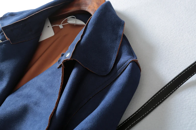 Женский вязаный Тренч с длинным рукавом и отложным воротником принтом Осень-зима