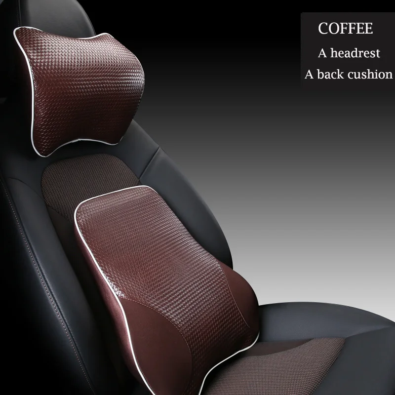 coffee A set Новейший тренд, подголовник автомобиля, подушка для шеи, подголовник, подушка для водителя с эффектом памяти, полиэфирное синтетическое волокно, мягкие автомобильные подушки - Цвет: coffee A set