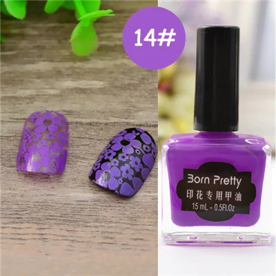 14 BORN PRETTY 15 мл Candy Colorss Nail Art Лак для стемпинга сладкий стиль поднос для маникюра печать лак для ногтей украшения - Цвет: 14