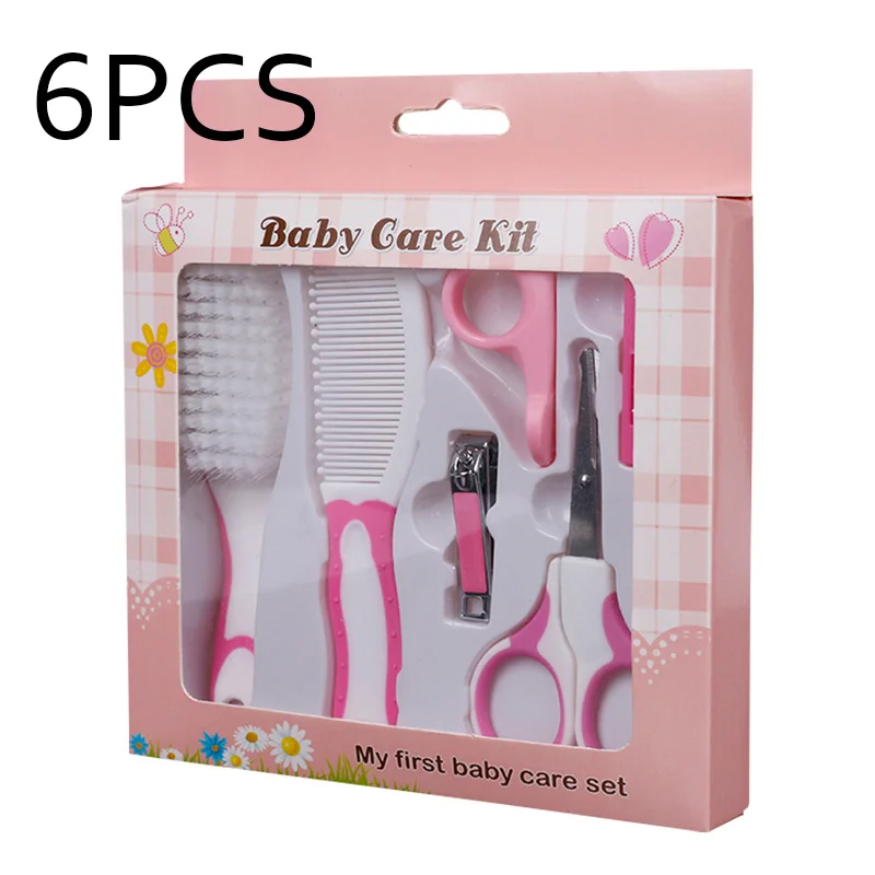 6pcs red Новорожденный комплект для ухода за ребенком несессер Комплект Уход за младенцем набор термометр Clipper Ножницы-Триммер ногтей туалетные принадлежности для ребенка - Цвет: 6pcs red