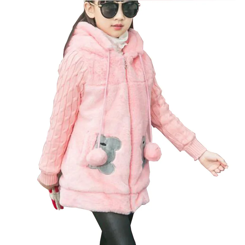 Зимнее флисовое пальто из искусственного меха для маленьких девочек праздничная