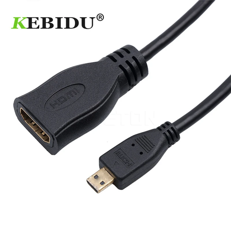 Адаптер Kebidu Micro HDMI 20 см преобразователь micro штырь гнездо 1080P для планшетов ПК ТВ