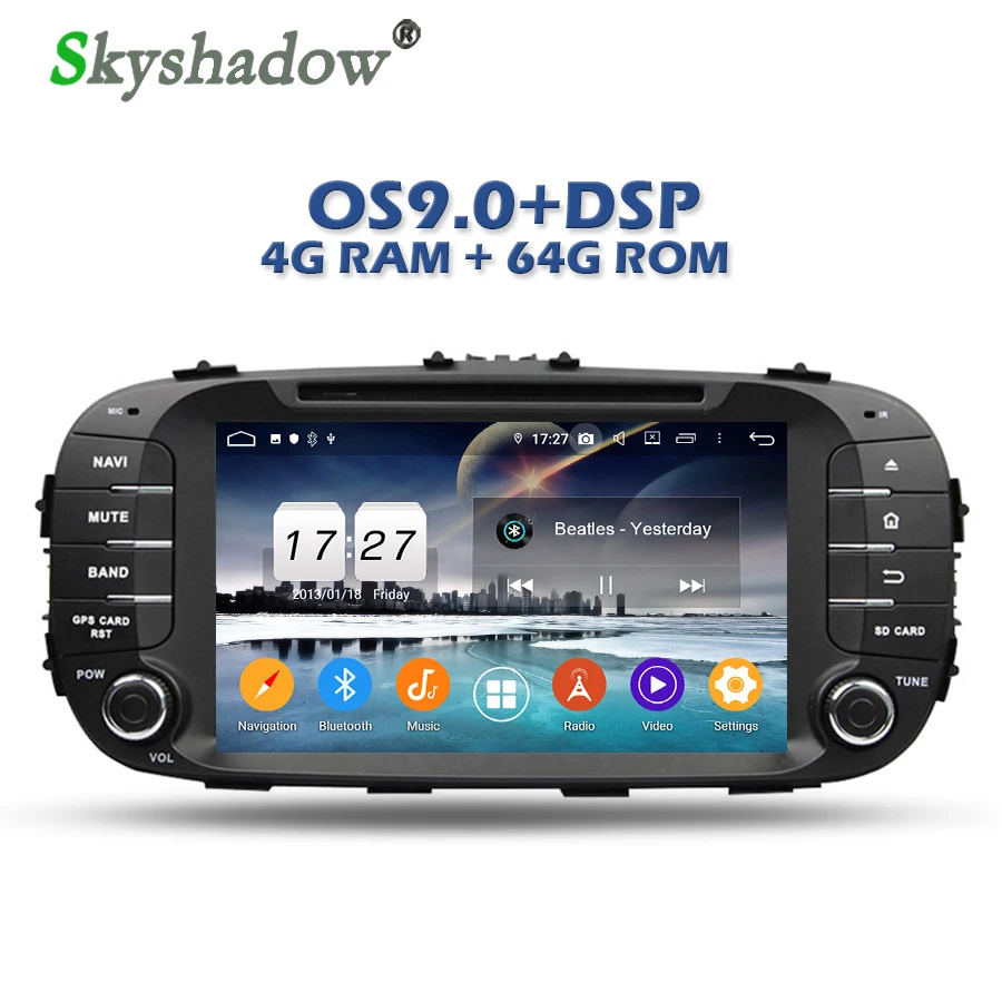 PX6 автомобильный dvd-плеер DSP ips TDA7851 Android 9,0 64 ГБ+ 4 Гб Bluetooth 4,2 Wifi gps карта RDS радио для kia SOUL