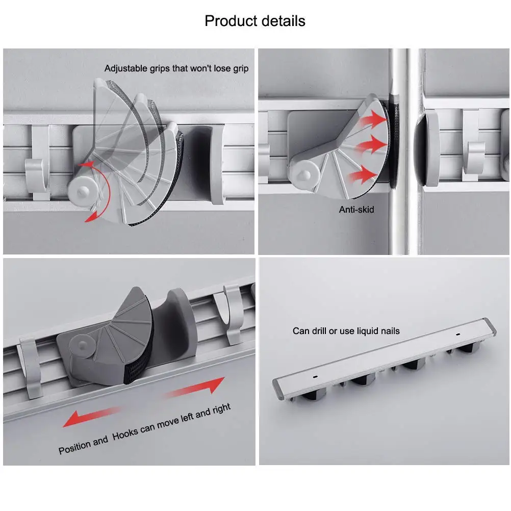 Держатель для швабра и метла 4 позиции 5 крючков настенная стойка дома шкафа сада