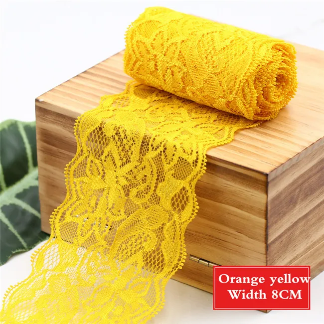 Orenge yellow 8 см спандекс кружево эластичное ремесло швейная лента стрейч кружево обрезка ткань трикотаж материал DIY аксессуары для одежды - Цвет: Orenge yellow