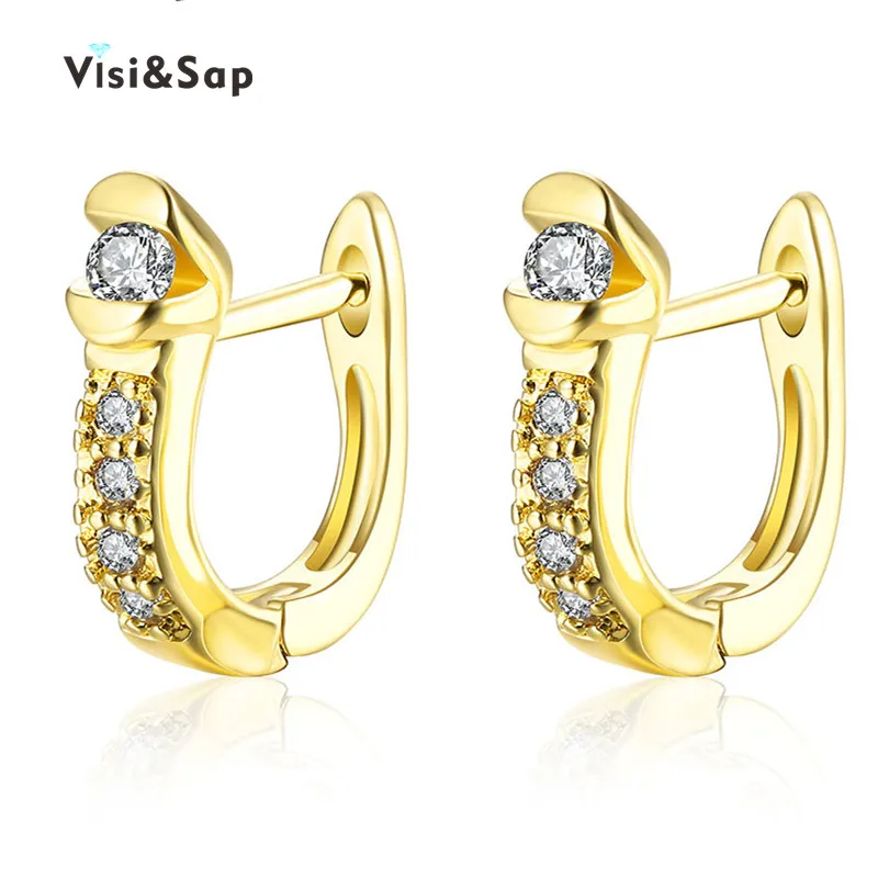 

Visisap Noble Earring Yellow Gold Color Hoop Earrings For Women Dazzling Stones Jewellery Gifts Brincos Fashion Jewelry VAKE132