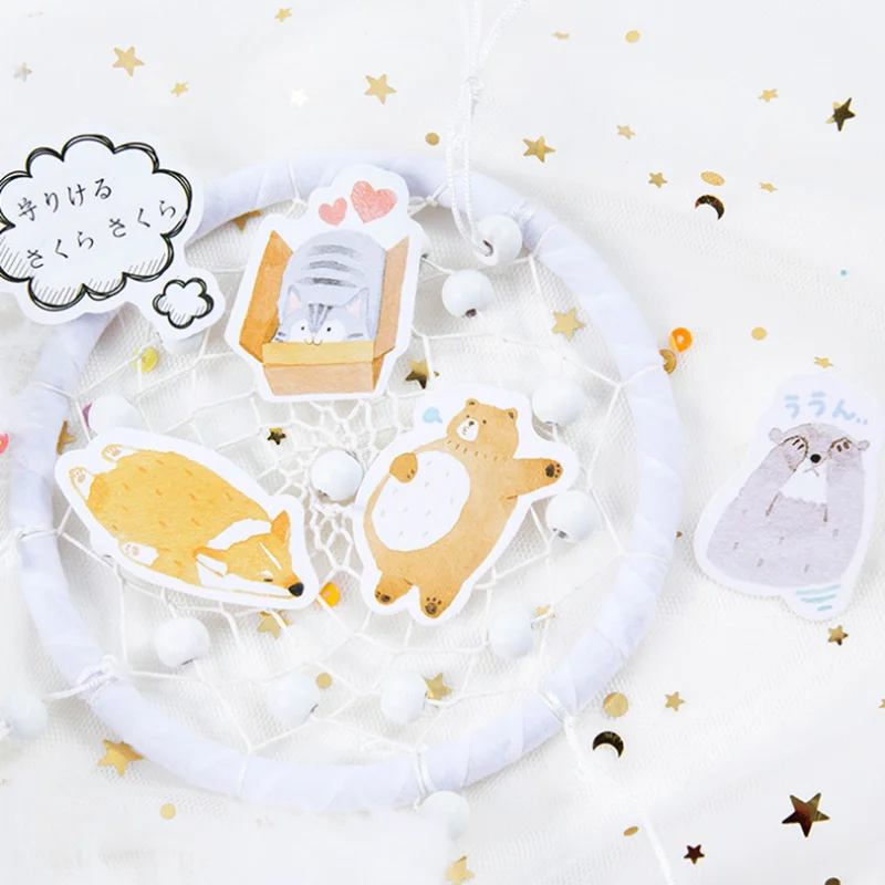 45 шт милые животные наклейки diy клейкий бумажный альбом блокнот мультфильм
