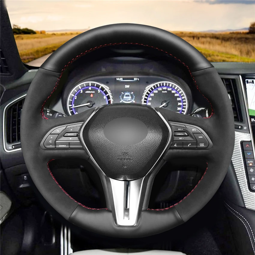 MEWANT черный замшевый чехол рулевого колеса автомобиля для Infiniti Q50 2018 2019 Q60 2016 QX50